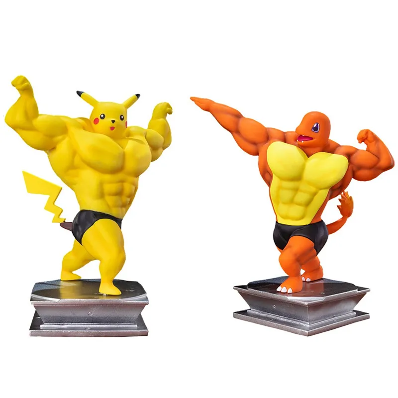 

Pokemon figures 18cm GK Muscle Pikachu Squirtle Psyduck Action Figure Model Bodybuilding Toy Muscle Pokemon Funny Toy Model