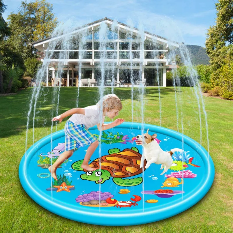 

110cm Sea Turtle Water Spray Pad Children Outdoor Jet Water Pad Game Play Water Pad Lawn Gamepad Sprinkler Play Toy