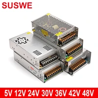 regulated power supply 5v 12v 24v 36v 30v 48v 10w 25w 30w for led strip cctv switch lighting transformer suswe