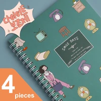 4 notebookset coil notebook retro literary kawaii a5 notepad girl style thickened student cute notepad for school stationery