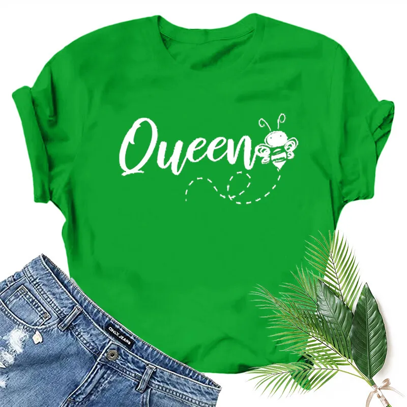 

Queen Bee Letter Print Women T Shirt Short Sleeve O Neck Loose Women Tshirt Ladies Fashion Tee Shirt Tops Clothes Mujer