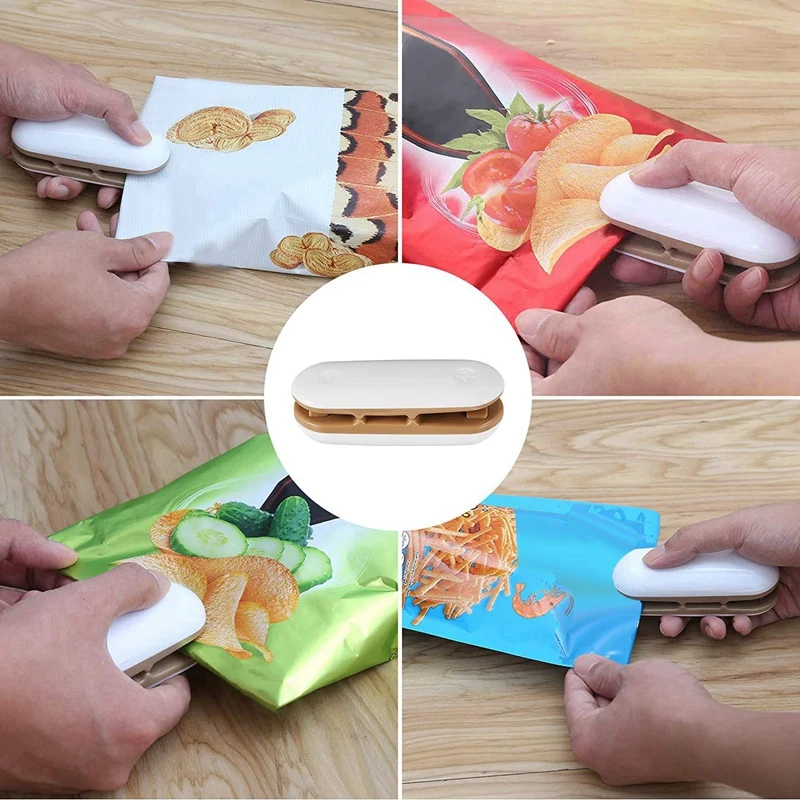 

HOT-Mini Bag Sealer,2 Pack 2 in 1 Heat Vacuum Sealer&Cutter,with Detachable Hook,for Plastic Bags Food Storage Snack Fresh