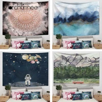 mandala polyester tapestry moon star window views home decor wall hanging mountain river ink painting planet art tapestries
