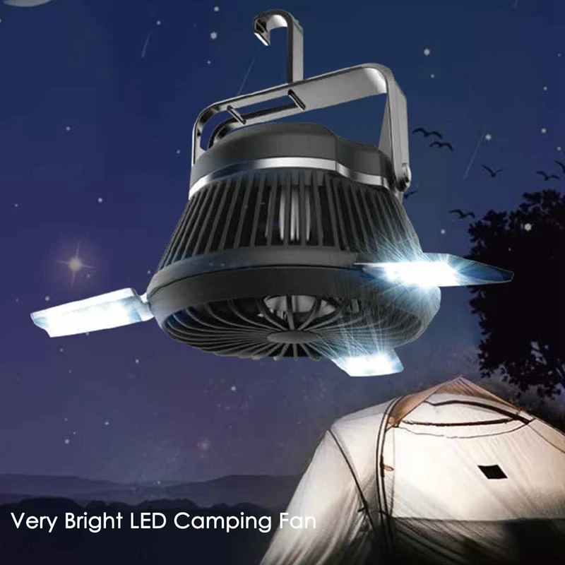 Portable LED Camping Lantern with Ceiling Fan - Solar Power&amp USB Rechargeable Tent Light for Outdoor Hiking | Бытовая техника