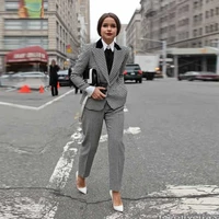 classic spring houndstooth slim fit women suits for wedding mother of the bride ladies evening party tuxedos formal wear 2 pcs