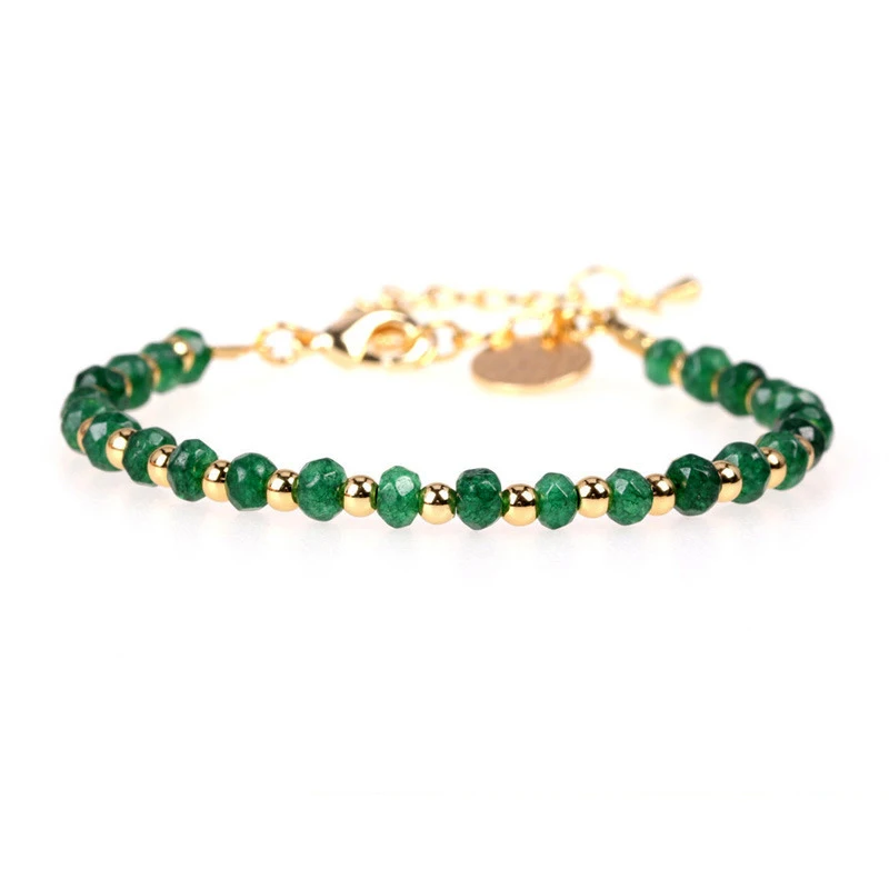 

3*4mm Chakra Beads Energy Copper Gold Plated Beads Chain Natural Round Cut Malay Stone Beads Bracelet for Women Men Jewelry Gift