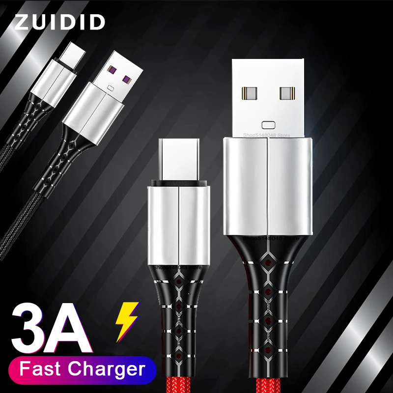 

USB-C Cable 3A Fast Charging Data Sync Cord USB Type C Charger Wire For Xiaomi Mi 11 10 Samsung S21 P30 Redmi Note 9s Huawei P40
