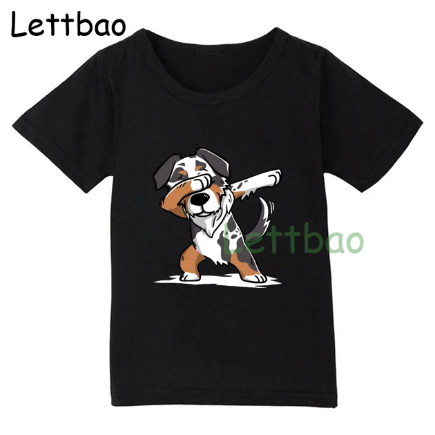 Хлопковые футболки для мальчиков и девочек с принтом «Dabbing Dog», детские футболки с мультипликационным принтом, топы для малышей, футболки для детей 2, 3, 4, 5, 6, 7, 8, 9 лет