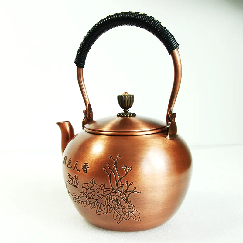 

Red Copper Teapot Antique New Style Pure Hand Sterilization Heat Insulation Anti-scald Soften Water Quality Kung Fu Tea Set