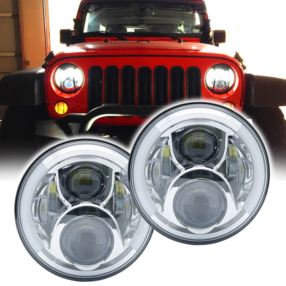 2X7 дюймов круглый светодиодный прожектор для Jeep Wrangler JK TJ LJ lada niva 4x4 suzuki samurai Hummer H1 H2
