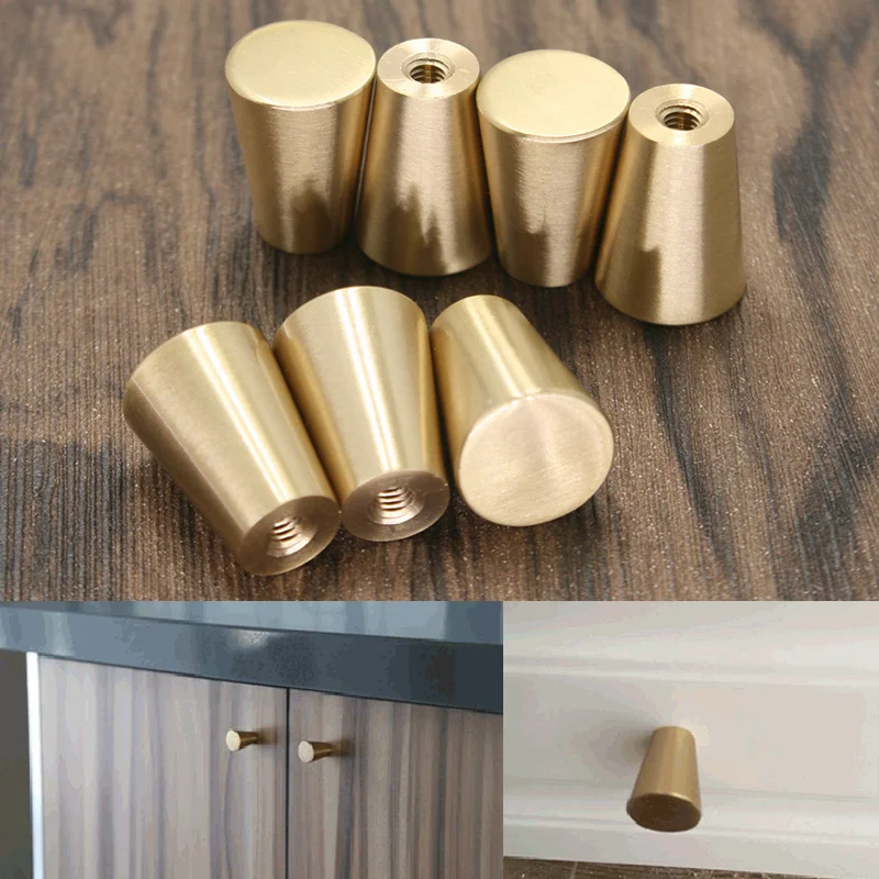 Конусная форма медные ручки для шкафа твердые ящика кухонный шкаф дверные