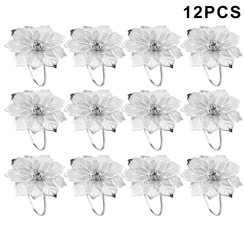 Новинка 12 шт. цветочные металлические кольца держатель для салфеток кольцо