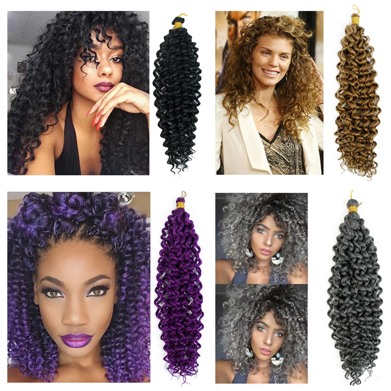 Вязанные вязанные волосы волнистые кудрявые 14 дюймов/100 г/шт. крючком для