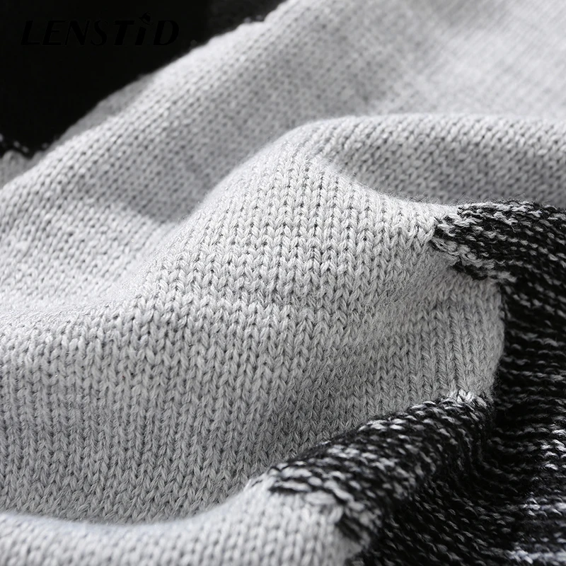 LENSTID Мужской трикотажный джемпер в стиле хип хоп камуфляжный лоскутный свитер