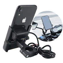 Aluminum Bicycle motorcycle Phone Holder USB charger bracket 360 degree Motorcycle bike handlebar rearview phone support Mount