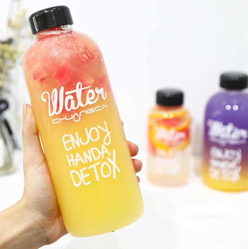 600ml 1000ml Water Bottles Sports Cycling Camping Bottle Portable Leak-proof Fruit Lemon Juice Plastic Drinking Bottle