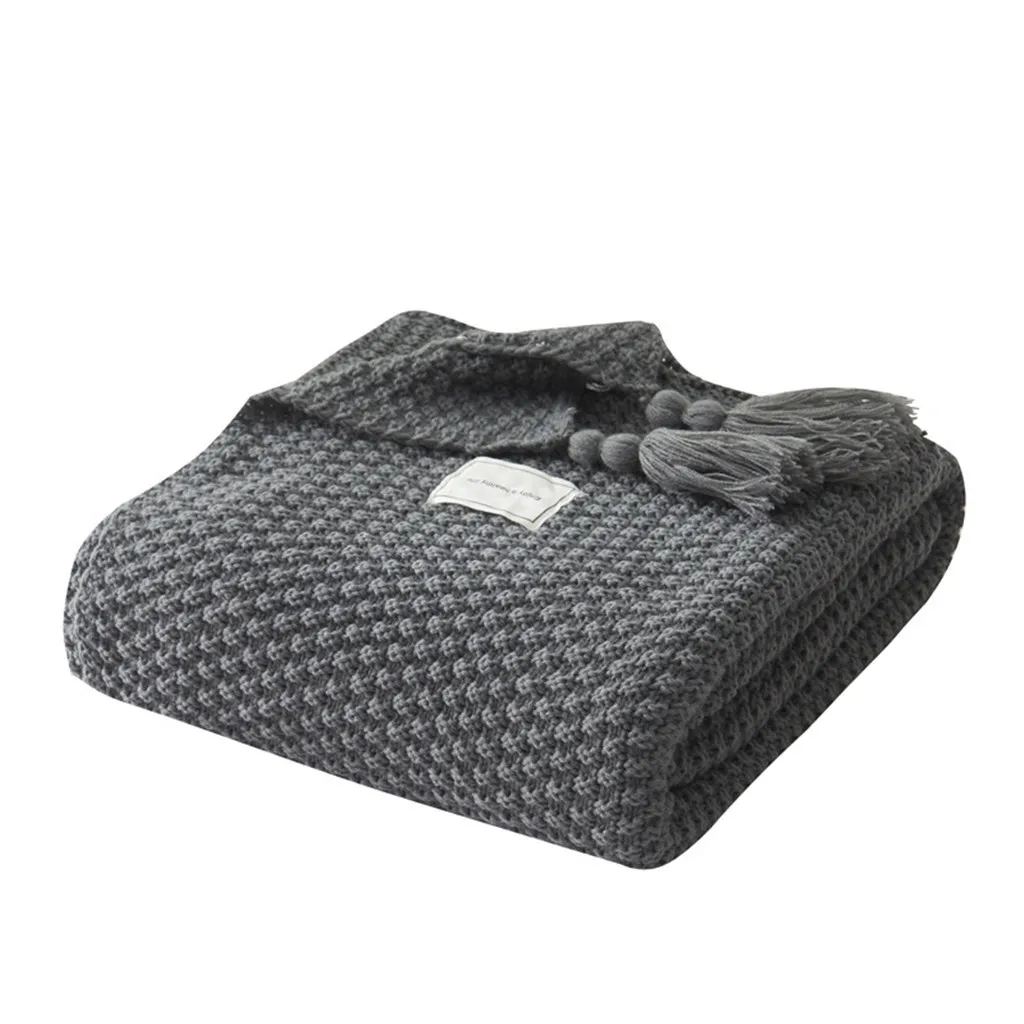 

Tassel Knitted Ball Woolen Blanket Sofa Winter Super Warm Cozy Throw Blankets For Office Siesta Air-condition Bedspread bedding