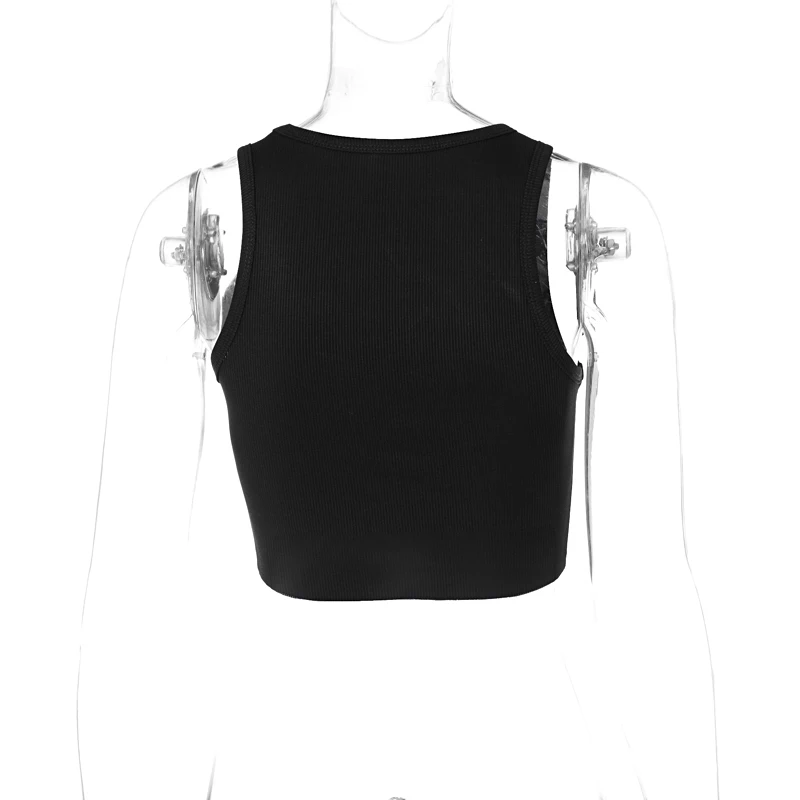 

LAISIYI O Neck Sleeveless Diamonds Fashion Slim Woman Crop Top Ribbed Navel Casual Inside Tank Tops Women For Summer Streetwear