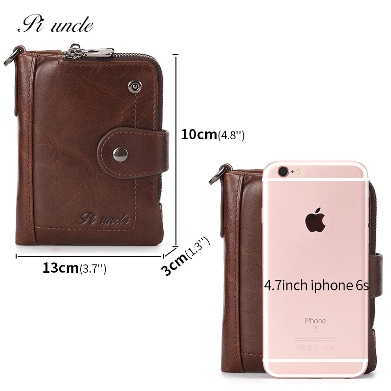 Кошелек мужской из натуральной кожи с Rfid-защитой маленький бумажник монетницей