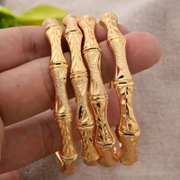 4pcsset 24k gold color dubai wedding bangles jewelry bamboo joint new pattern ethnic wedding bracelets jewelry party gifts