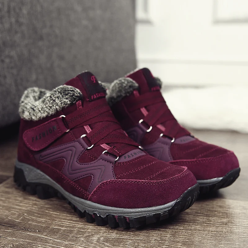 6137Dark-Red Мужские ботинки на меху; коллекция года; теплые зимние ботинки; Мужская зимняя рабочая обувь; Мужская обувь унисекс; уличные водонепроницаемые ботильоны; размеры 36-46 - Цвет: 6137Dark-Red