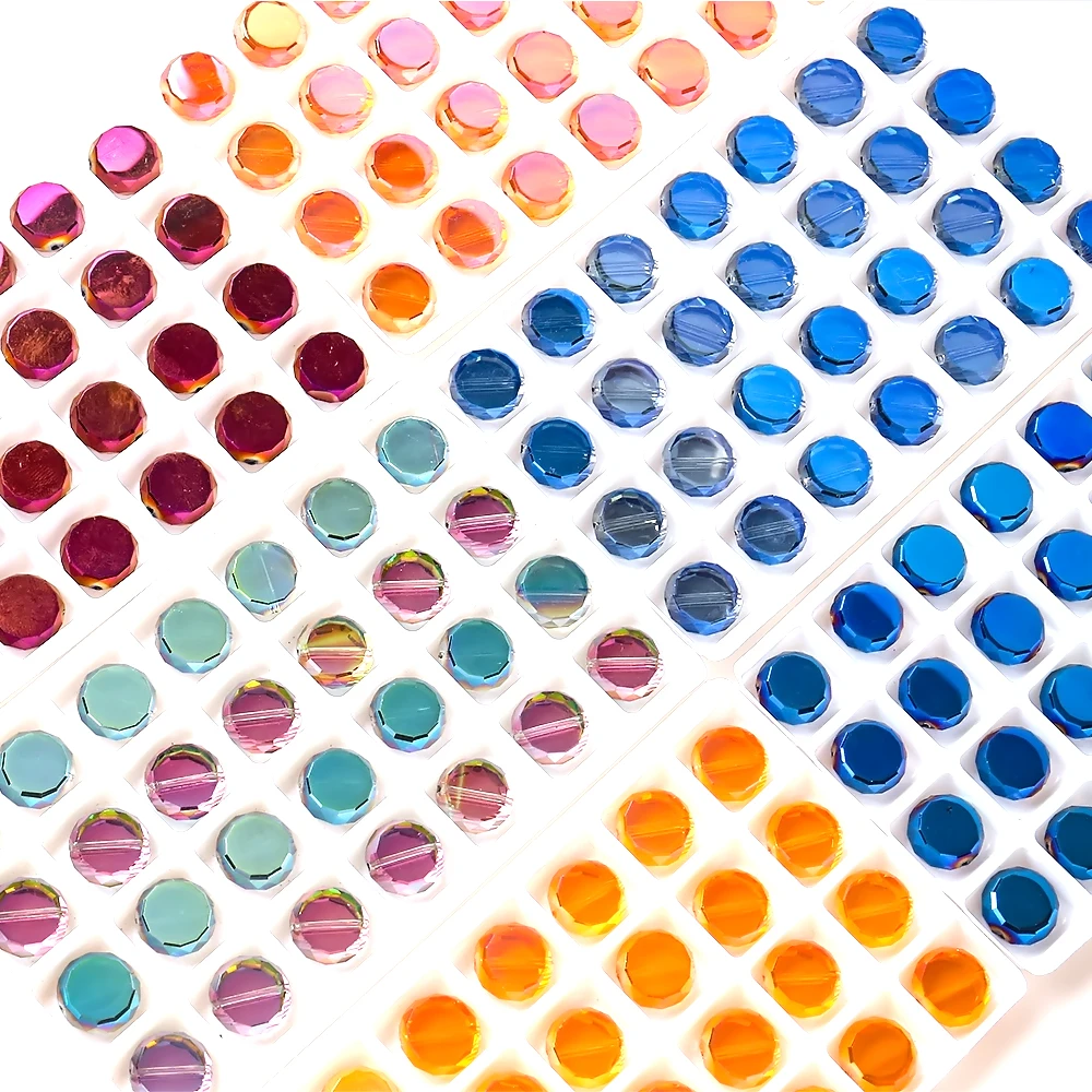 

20pcs Jewelry Diy Making Crystal Accessories Flatback Round Bead 14mm Faceted Glass Loose Beads Cheap Beading Wholesale In Bulk