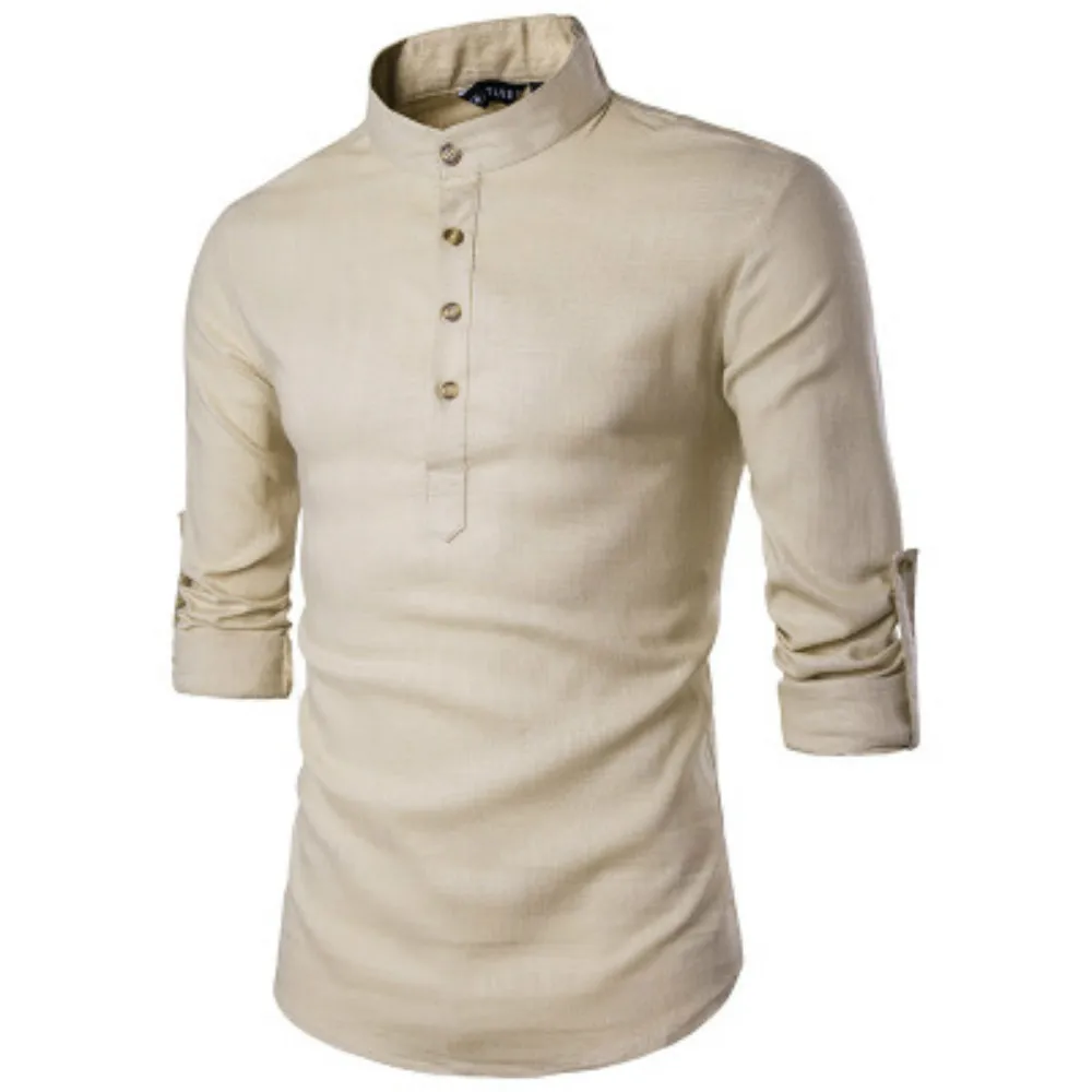 

ZOGAA Men Business Dress Shirt Long Sleeve Undershirt Slim Pure Color White Shirt 2020 New Fashions Stand Collar Mens Shirts