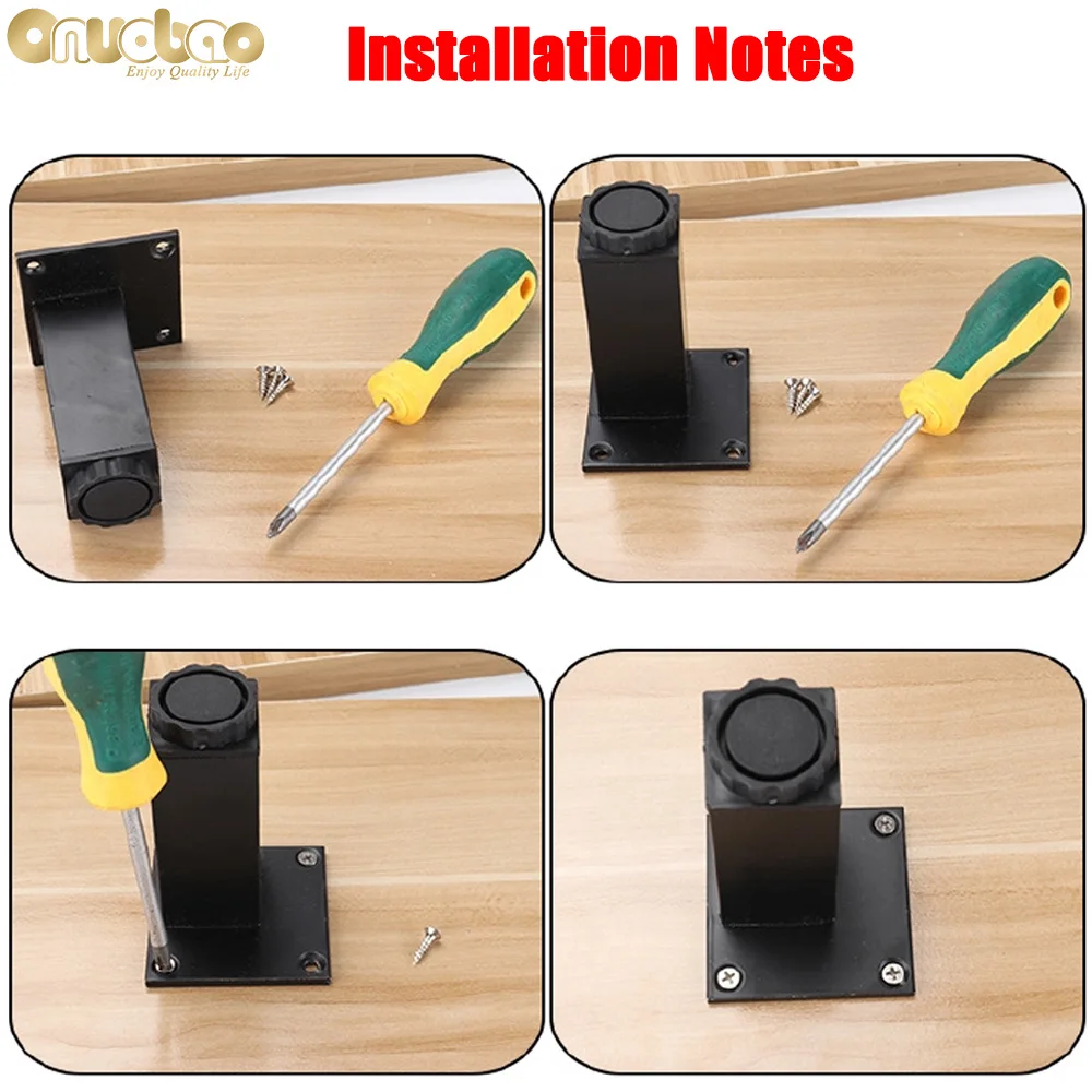 onuobao 4pcs square tube adjustable aluminum alloy furniture legs for heightening sofa kitchen cabinet table free global shipping