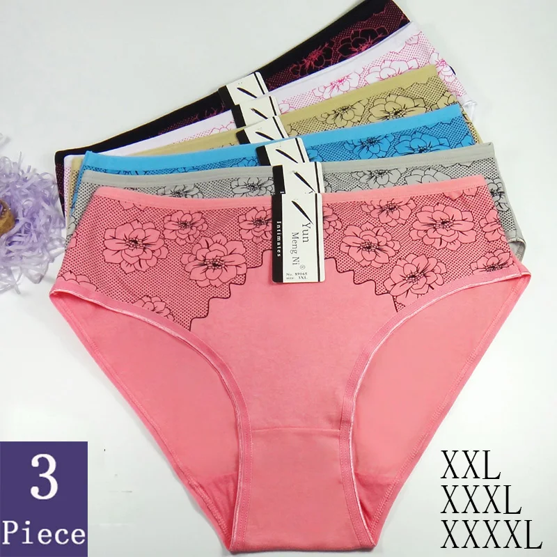 3 шт. нижнее белье большого размера для женщин XXL 3XL 4XL 95% хлопок женские трусы