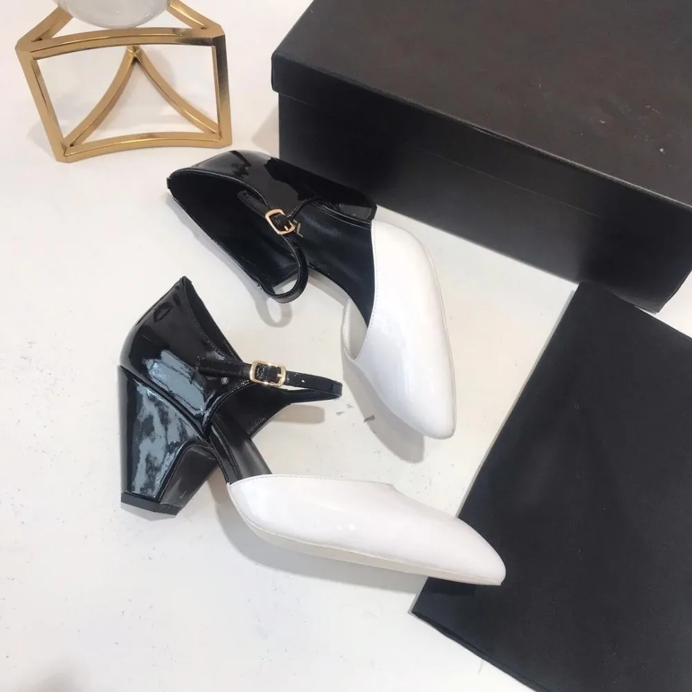 2019 г. женская обувь на высоком каблуке с острым носком модная разноцветная для