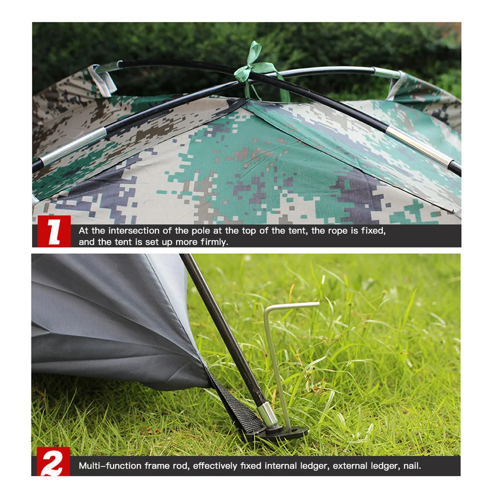 

Camping Tent Waterproof Anti-UV 4 People Portable Single Layer Digital Camouflage Tent for Hiking Beach Fishing Picnic