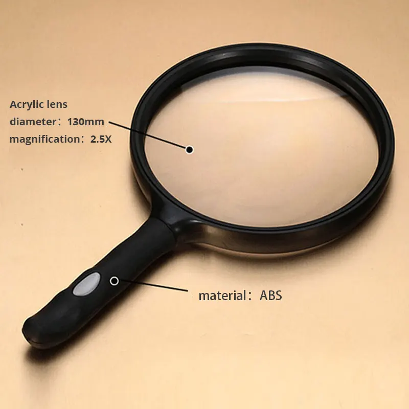 

2.5x 130mm Large Lens Big Magnifying Glass Reading Loupe with Anti-slip soft Handle