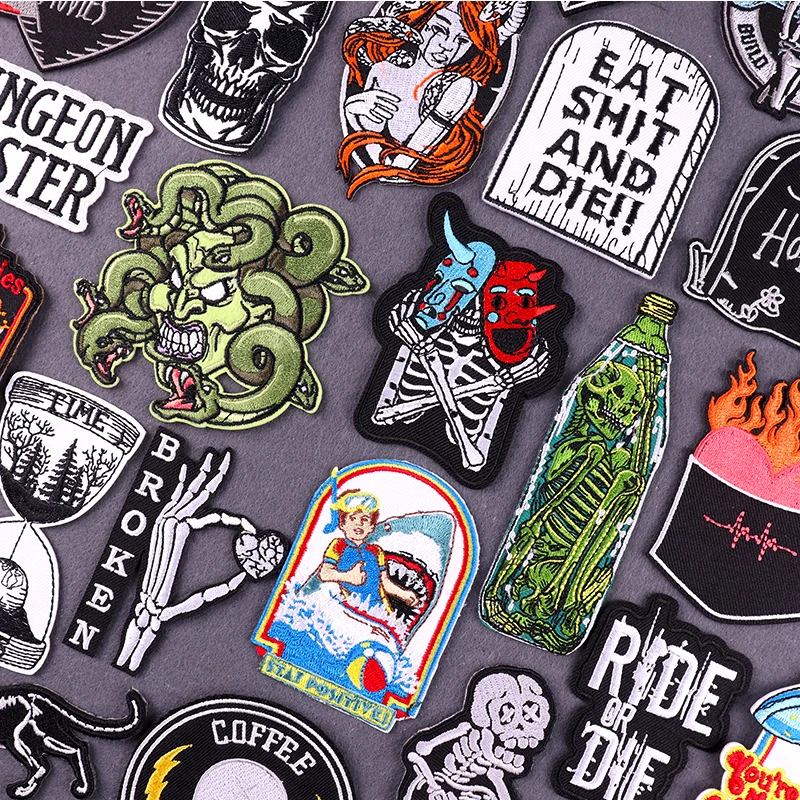 

Horror Movie Patch Embroidered Patches On Clothes Badge Clothing Stickers Applique Stripes DIY Biker Patch Patches On Clothes
