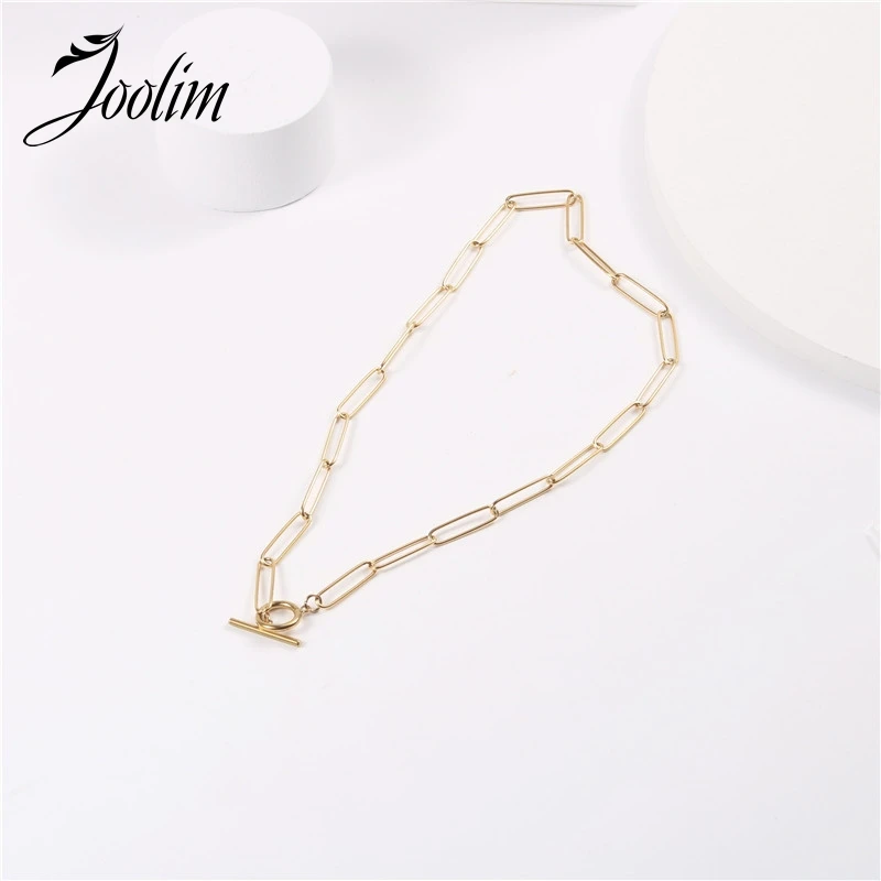 

JOOLIM Jewelry Wholesale Paperclip Chain Toggle Necklace Stainless Steel Jewelry
