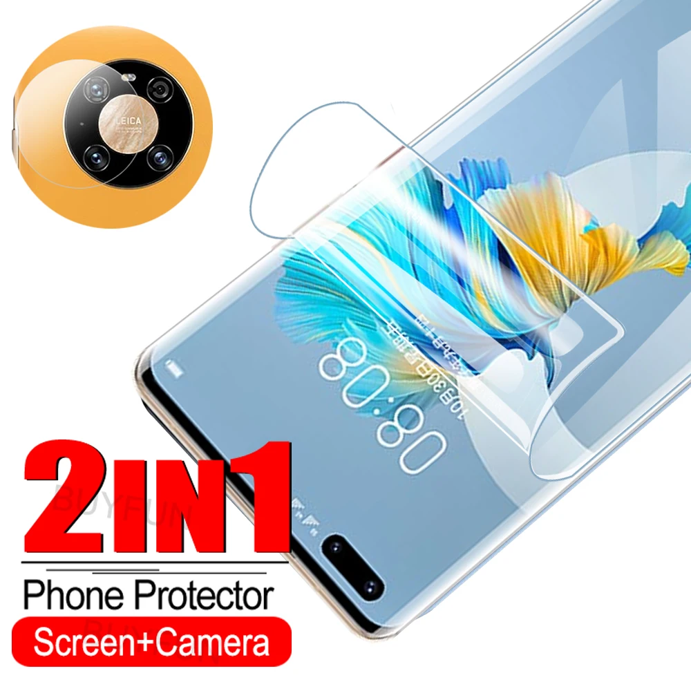 

2 в 1, Гидрогелевая Защитная пленка для экрана Huawei Mate 40 40Pro 40 Pro Plus