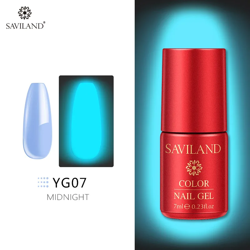 7ml YG07 Светящийся лак для ногтей SAVILAND, не протирает верхнее покрытие, 6 цветов, светящийся в темноте, Гель-лак для ногтей, отмачиваемый, УФ-Гель-лак, блеск в темноте - Цвет: 7ml YG07