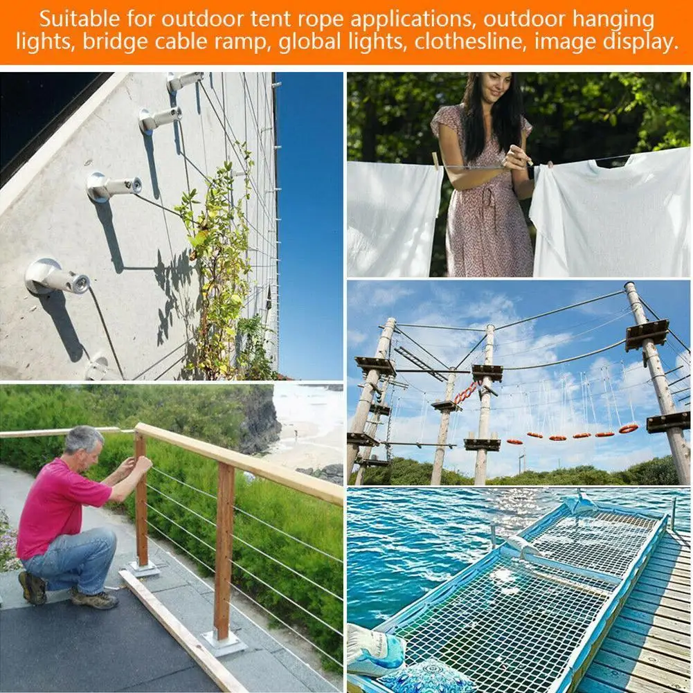 

15/30 Meter Steel PVC Coated Flexible Wire Rope Soft Steel Guardrail Clothesline Kits Transparent Suspension Cabl Z0N1