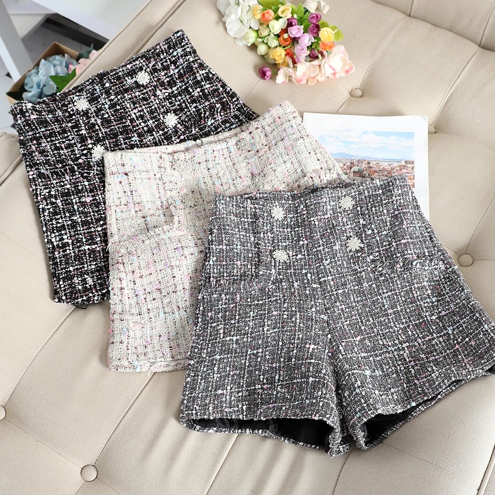 Повседневные женские короткие брюки трапециевидной формы новинка 2019 Клетчатые