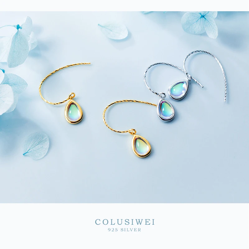 

Женские серьги-Крючки из серебра 100% пробы, с радужным кристаллом