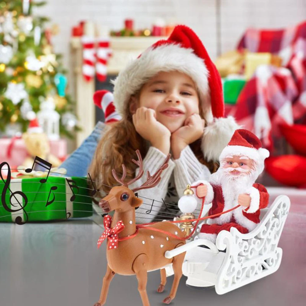 Рождественский Санта Клаус на санях с оленями украшения в виде оленя новогодние