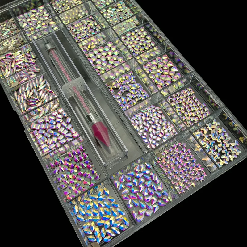 Cristais de Vidro Arte do Unha 3d para Unhas Venda Quente Multi Forma Pedras Decorações Design Flatback Strass Artesanato 7 pedras decorações design flatback arte do prego
