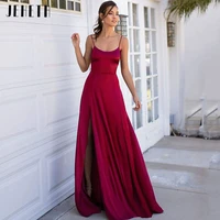 jeheth simple high side split evening dresses sexy spaghetti strap backless a line celebrity party gowns women robes de soir%c3%a9e