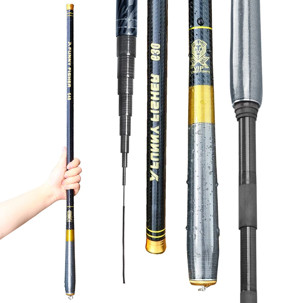 

For Fishing Super Light Carbon Fiber Pole FRP Telescopic Stream/Hand Rod 2.7M-7.2M Freshwater River Carp Feeder Pesca