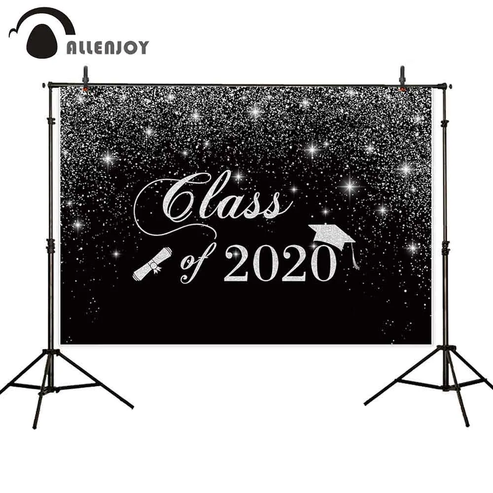 

Allenjoy Class of 2020 Banner Photozone Bokech Silver Shiny Glitter Graduation Background Student Activity Party Backgrop Decor