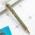 Металлическая шариковая ручка с разноцветными блестками, ручка для подписи для девушек, офисные и школьные канцелярские принадлежности для письма, рекламная подарочная ручка
