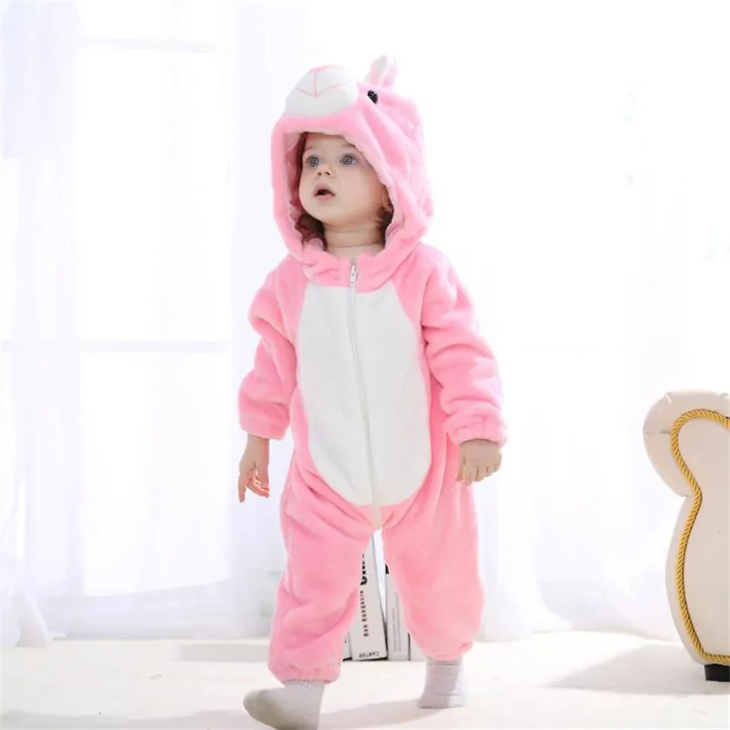 Одежда для новорожденных с изображением животных Зимние теплые детские