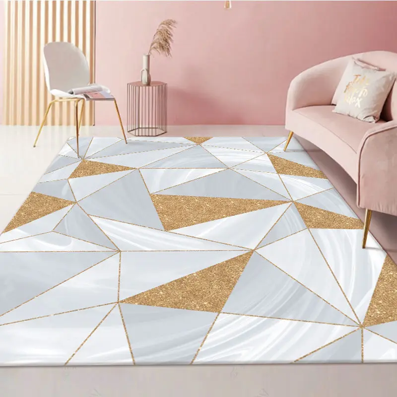 

Modern Nordic large living room carpet 3D printing rose gold abstract colorful bedroom kitchen carpet can be spread throughout t