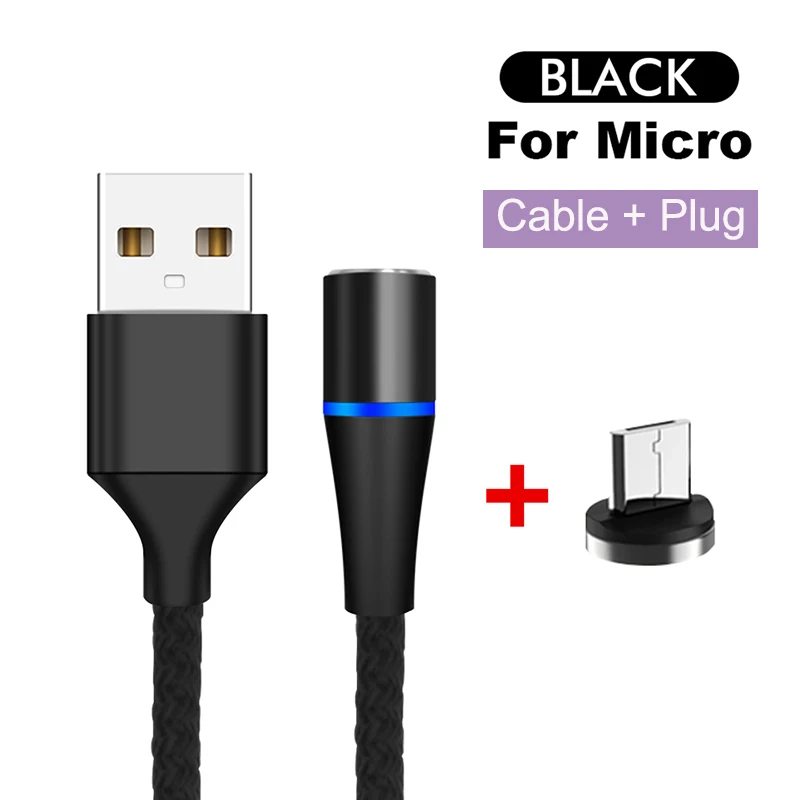 For Micro Black Магнитный usb-кабель для быстрой зарядки USB type C кабель магнитное зарядное устройство Micro usb кабель для телефона USB шнур поддержка передачи данных - Цвет: For Micro Black