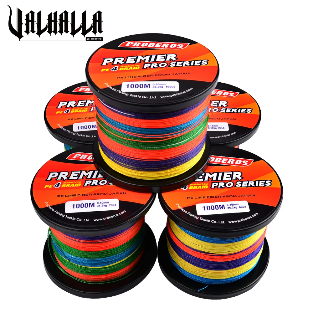 

VALHALLA 4 Braided Fishing Line 300M&500M&1000M Multifilamen Wire PE Lines 6-100LB Multicolor Braided Line Fishing Tackle