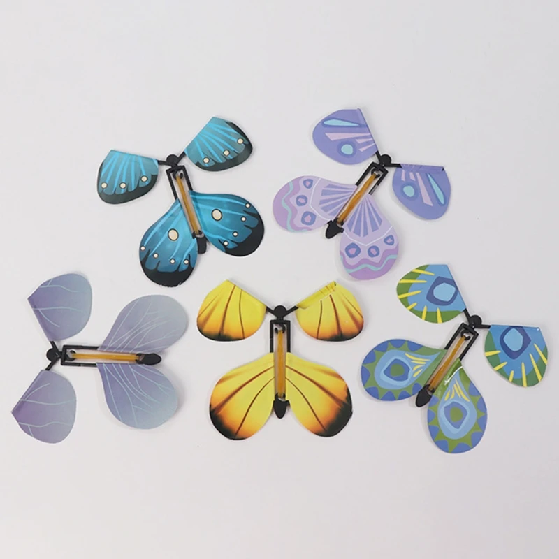 

C5AA 10 Pcs Flying in the Book Fairy Rubber Band Powered Wind Up Butterfly Toy Funny Gifts